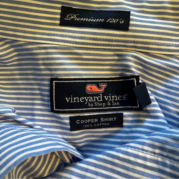 Vineyard Vines Premium Blue Striped Cooper Shirt Size L - Picture 6 of 7